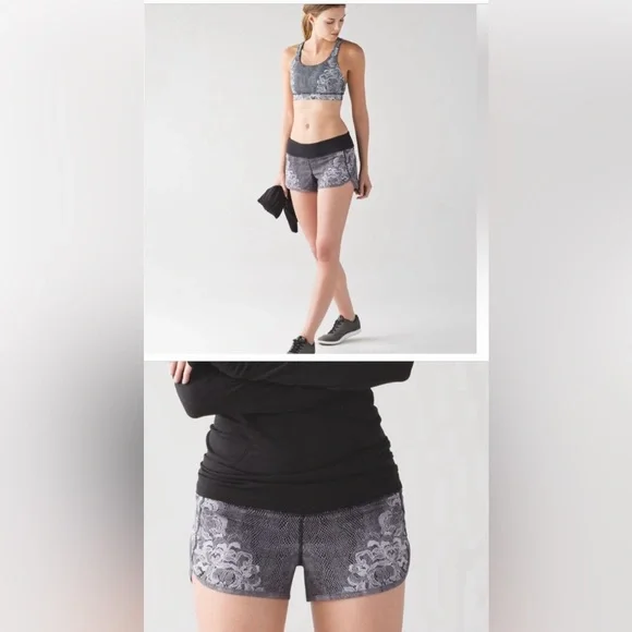 Lululemon Speed Short Florence Speed Short White Black / Black Size 6 - Picture 1 of 8